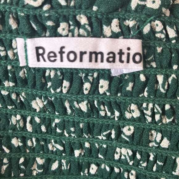 Reformation green floral pinto long sleeve smocked blouse top XS - Picture 13 of 14